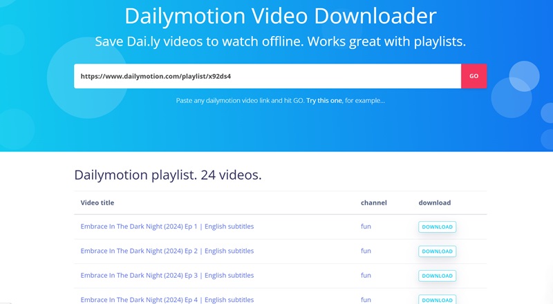 Free Dailymotion Playlist Downloader