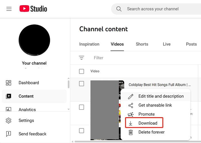 Download Unlisted YouTube Videos with YouTube Studio