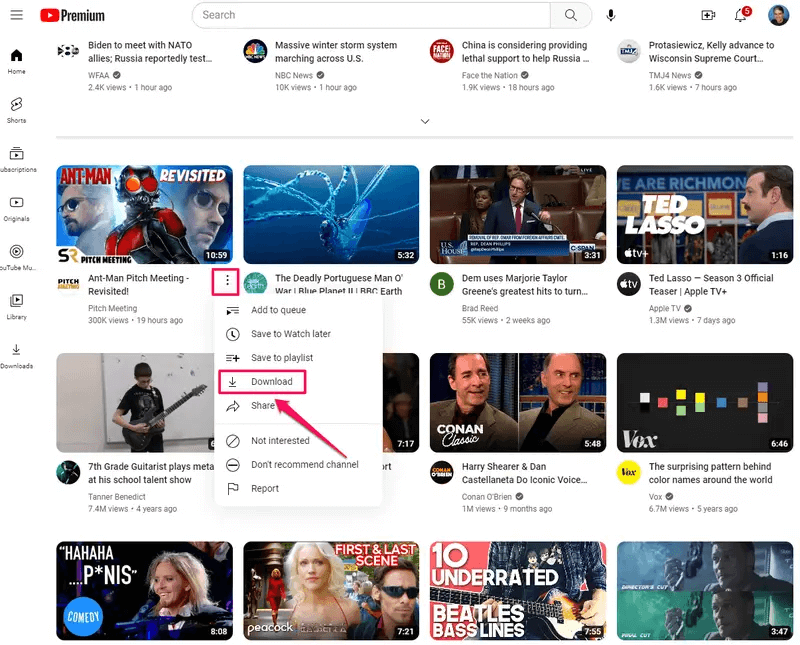 Download YouTube Videos to Computers via YouTube Premium