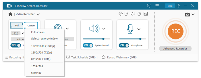 FonePaw Screen Recorder Adjust Recording Settings