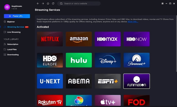 KeepStreams for HBO Max Interface