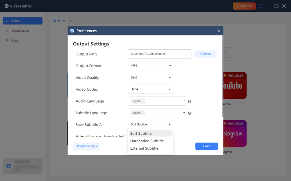 Select Subtitle Types