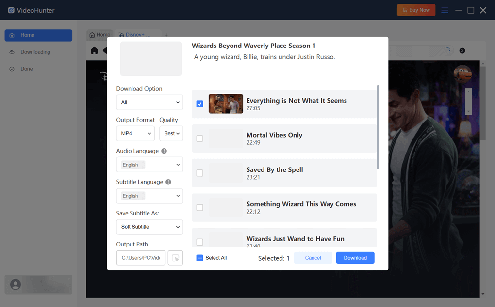 Set Output Format for Disney Plus Downloads