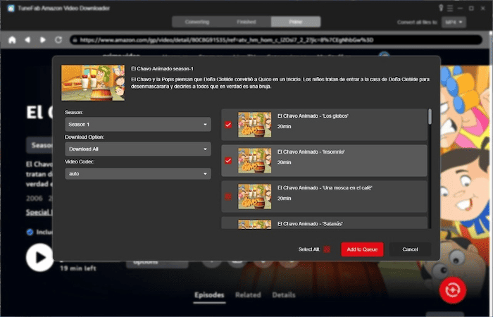 TuneFab Amazon Video Downloader Interface